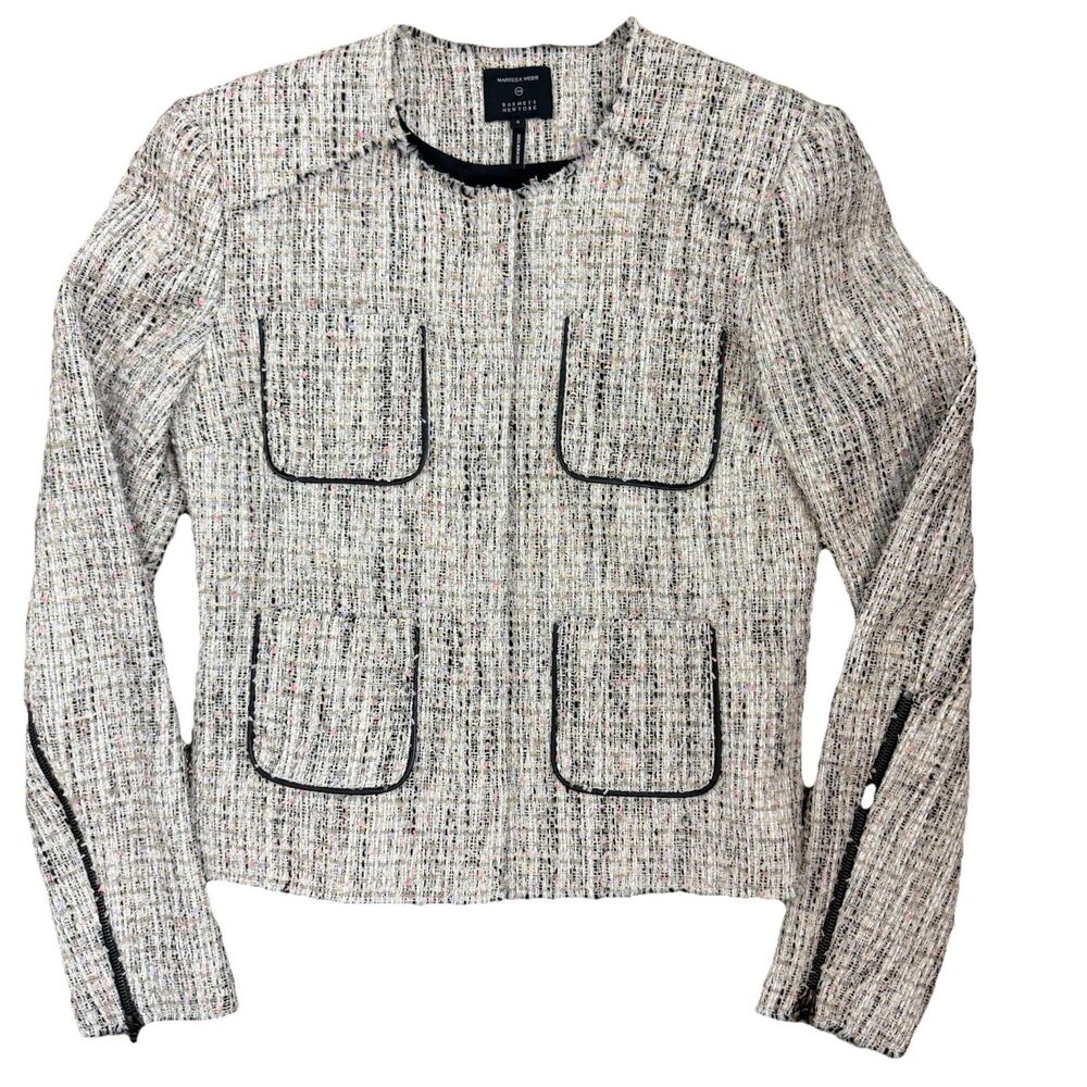 Marissa Webb Barney’s New York Tweed Snap Button Blazer Jacket Women’s 8 Career